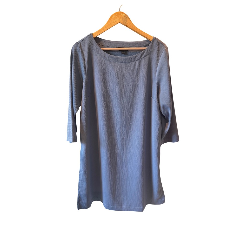 J. Jill Wearever Collection Easy Care Blue Textured Boat Neck Tunic Top Small